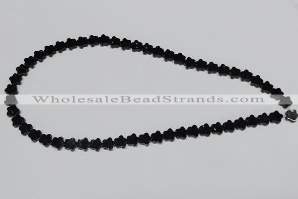 CAB987 15.5 inches 8*8mm star black agate gemstone beads wholesale