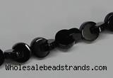 CAB992 15.5 inches 8*8mm curved moon black agate gemstone beads