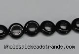 CAB995 15.5 inches 10mm donut black agate gemstone beads wholesale