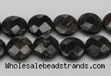 CAE115 15.5 inches 12mm faceted coin astrophyllite beads wholesale