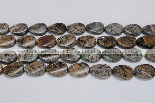 CAF140 15.5 inches 20*30mm twisted oval Africa stone beads