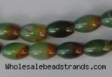 CAG1007 15.5 inches 8*12mm rice rainbow agate beads wholesale