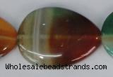 CAG1035 15.5 inches 30*40mm flat teardrop rainbow agate beads