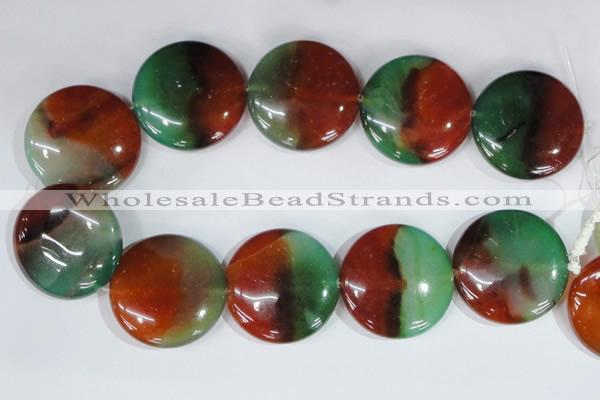 CAG1041 15.5 inches 40mm flat round rainbow agate beads