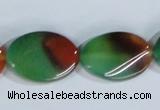 CAG1063 15.5 inches 18*25mm twisted oval rainbow agate beads