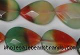 CAG1070 15.5 inches 18*25mm faceted flat teardrop rainbow agate beads