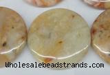 CAG1092 15.5 inches 30mm flat round Morocco agate beads wholesale