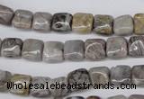 CAG1430 15.5 inches 8*8mm square silver needle agate beads