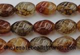 CAG1455 15.5 inches 10*15mm twisted rice dragon veins agate beads