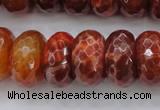 CAG1495 15.5 inches 10*20mm faceted rondelle natural fire agate beads