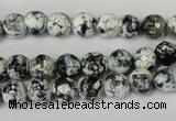 CAG1507 15.5 inches 8mm faceted round fire crackle agate beads