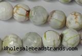 CAG1534 15.5 inches 12mm faceted round fire crackle agate beads