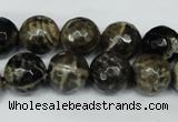 CAG1540 15.5 inches 12mm faceted round fire crackle agate beads