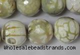 CAG1565 15.5 inches 18mm faceted round fire crackle agate beads