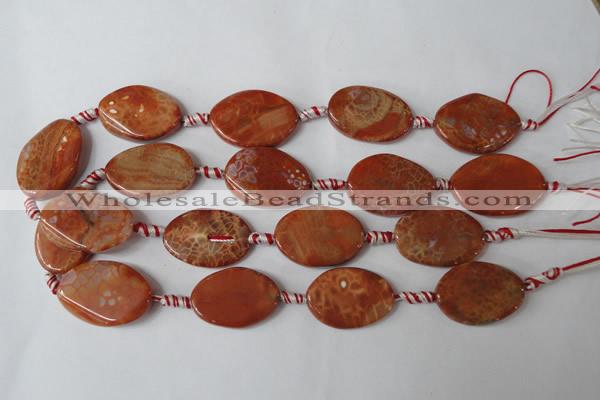 CAG1590 15.5 inches 20*30mm twisted oval fire crackle agate beads