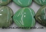 CAG1612 15.5 inches 30*30mm heart green grass agate beads