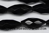 CAG1630 15.5 inches 13*30mm faceted rice black agate gemstone beads