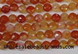 CAG1655 15.5 inches 6mm faceted round red agate gemstone beads