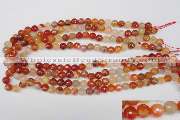 CAG1656 15.5 inches 8mm faceted round red agate gemstone beads