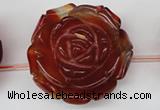 CAG1682 15.5 inches 38mm carved flower red agate gemstone beads