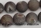 CAG1845 15.5 inches 16mm round matte druzy agate beads whholesale