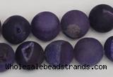 CAG1852 15.5 inches 14mm round matte druzy agate beads whholesale