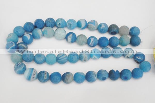 CAG1857 15.5 inches 16mm round matte druzy agate beads whholesale