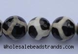 CAG1872 15.5 inches 10mm faceted round tibetan agate beads wholesale