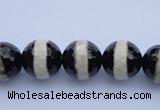 CAG1879 15.5 inches 8mm faceted round tibetan agate beads wholesale