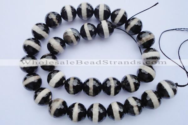 CAG1879 15.5 inches 8mm faceted round tibetan agate beads wholesale