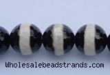 CAG1880 15.5 inches 10mm faceted round tibetan agate beads wholesale