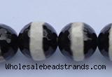 CAG1881 15.5 inches 12mm faceted round tibetan agate beads wholesale