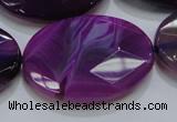 CAG210 15.5 inches 25*35mm faceted oval purple agate gemstone beads