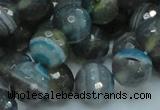 CAG216 15.5 inches 12mm faceted round blue agate gemstone beads