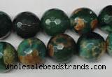 CAG2225 15.5 inches 14mm faceted round fire crackle agate beads