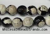 CAG2244 15.5 inches 12mm faceted round fire crackle agate beads