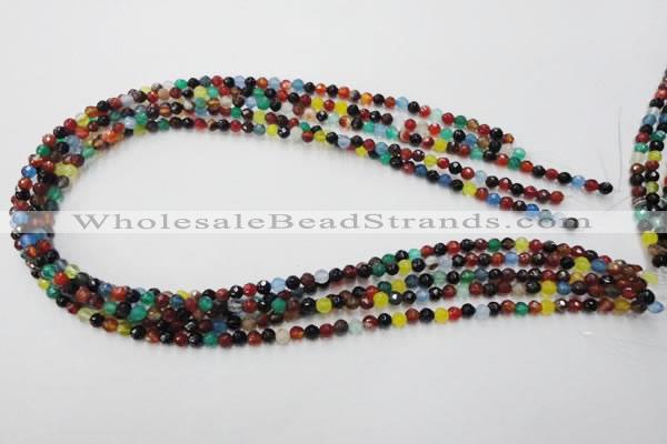 CAG2350 15.5 inches 4mm faceted round multi colored agate beads