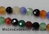 CAG2351 15.5 inches 6mm faceted round multi colored agate beads