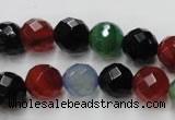 CAG2353 15.5 inches 10mm faceted round multi colored agate beads