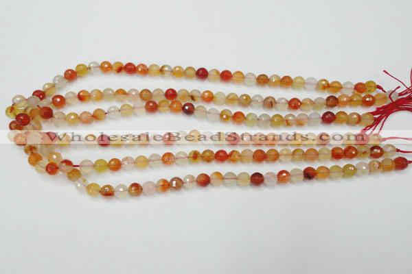 CAG2381 15.5 inches 6mm faceted round red agate beads wholesale