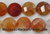 CAG2396 15.5 inches 20mm faceted coin red agate beads wholesale