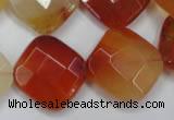 CAG2404 15.5 inches 20*20mm faceted diamond red agate beads wholesale