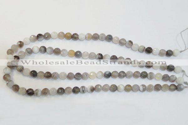 CAG2422 15.5 inches 8mm faceted round Chinese botswana agate beads