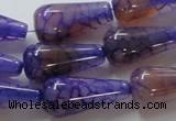 CAG249 15.5 inches 13*28mm teardrop dragon veins agate beads