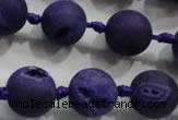 CAG2804 15.5 inches 14mm round matte druzy agate beads whholesale