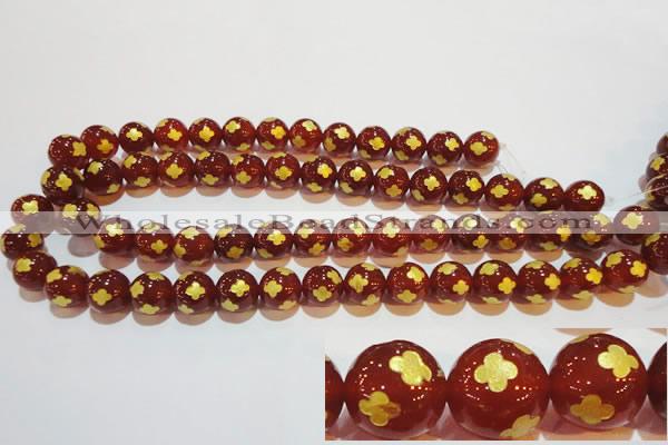 CAG3394 15.5 inches 8mm carved round red agate beads wholesale