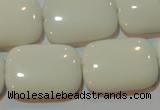 CAG3441 15.5 inches 18*25mm rectangle white agate gemstone beads