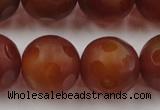 CAG3667 15.5 inches 20mm carved round matte red agate beads