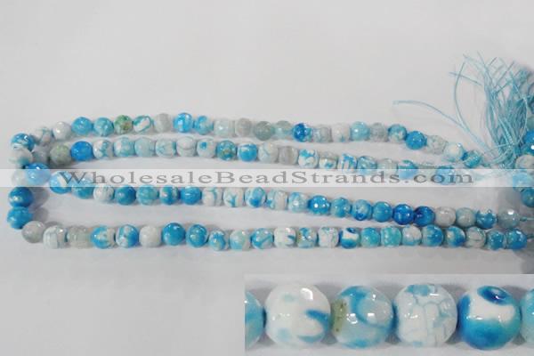 CAG3872 15.5 inches 8mm faceted round fire crackle agate beads