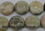 CAG3907 15.5 inches 18mm flat round chrysanthemum agate beads